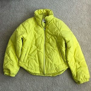 Universal Thread Quilted Neon Yellow Puff Jacket - S